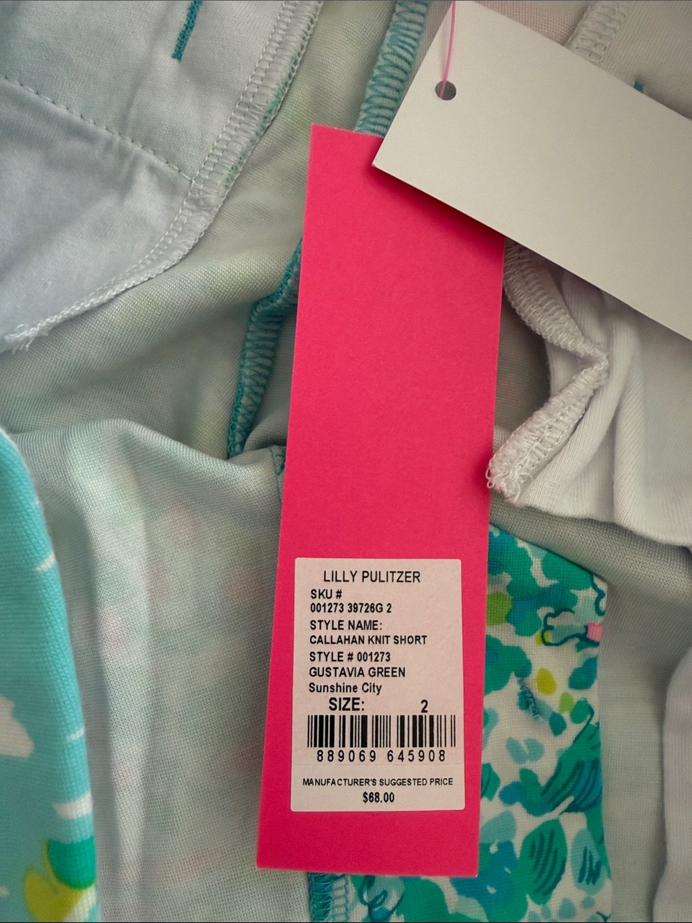 Lilly Pulitzer Teal & Pink Tropical Print Bermuda Shorts - Picture 2 of 5